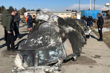 Le débris de l'avion de ligne ukrainien abattu par erreur en janvier dernier