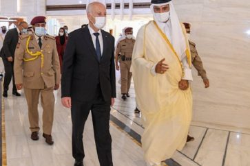 Le président tunisien Kais Saied et l'émir du Qatar Kais Saied