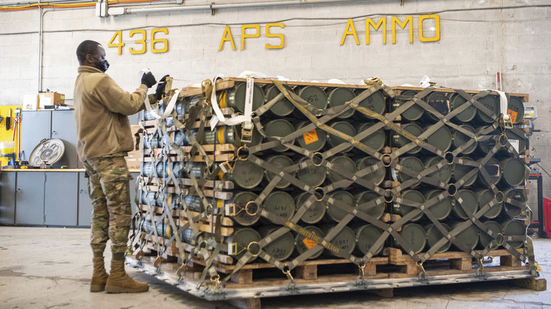 Des équipements militaires à destination de l'Ukraine, dans la base aérienne de Dover, dans l'Etat américain du Delaware, le 21 janvier 2022 (image d'illustration).