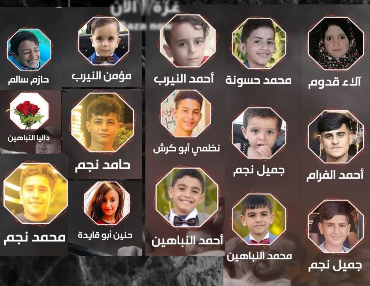 Des enfants palestiniens tués par les bombardements israéliens contre Gaza.