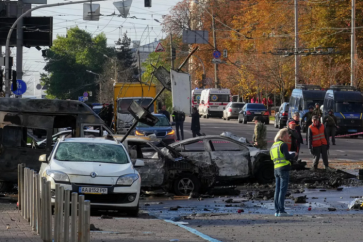 Des dommages causés par des explosions à Kiev le 10 octobre.