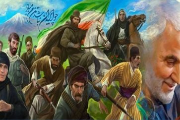 Une fresque murale du martyr Soleimani et des différentes ethnies en Iran, au centre de Téhéran.