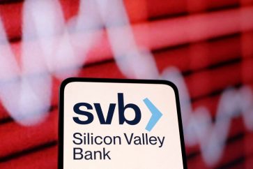 FILE PHOTO: SVB (Silicon Valley Bank) logo and decreasing stock graph are seen in this illustration taken March 10, 2023. REUTERS/Dado Ruvic/Illustration/File Photo
