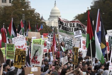 Des manifestants rassemblés à Washington pour protester contre la guerre israélienne à Gaza (Archives)