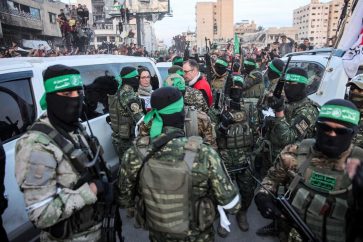 Des membres du Hamas lors d'un échange de prisonniers à Gaza